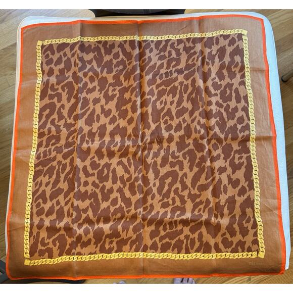 Celine Leopard & Chain Print Scarf 22” - Picture 1 of 8
